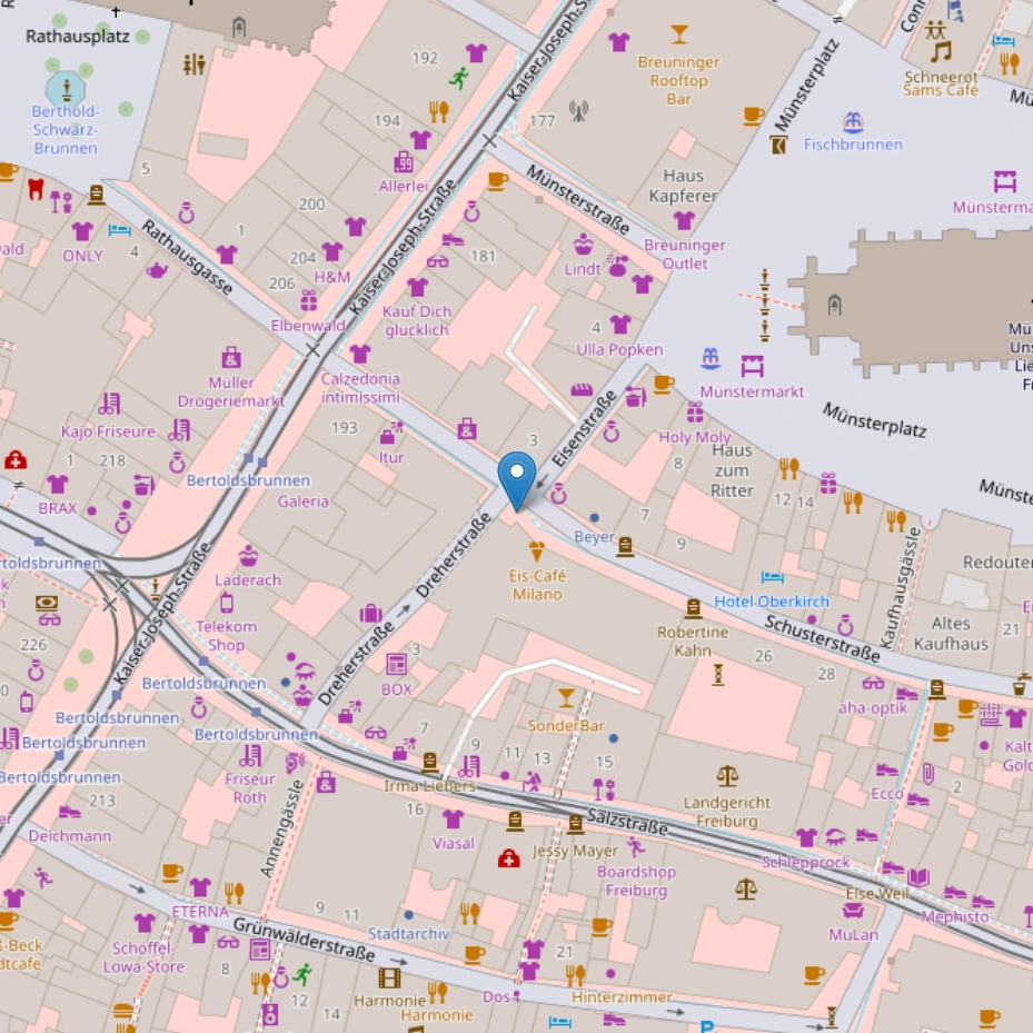 Karte Galeria Bertoldsbrunnen Schusterstraße