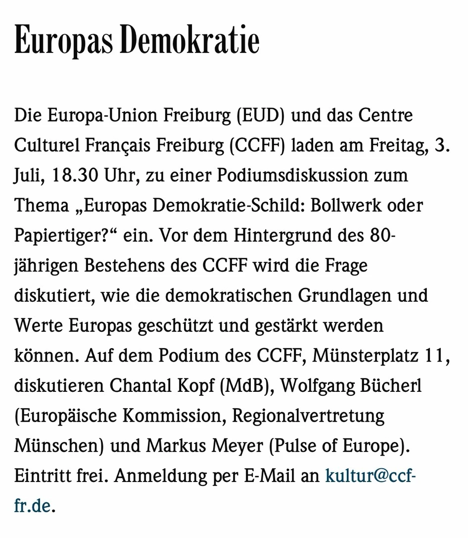Europas Demokratie – Podiumsdiskussion 03.07.2026